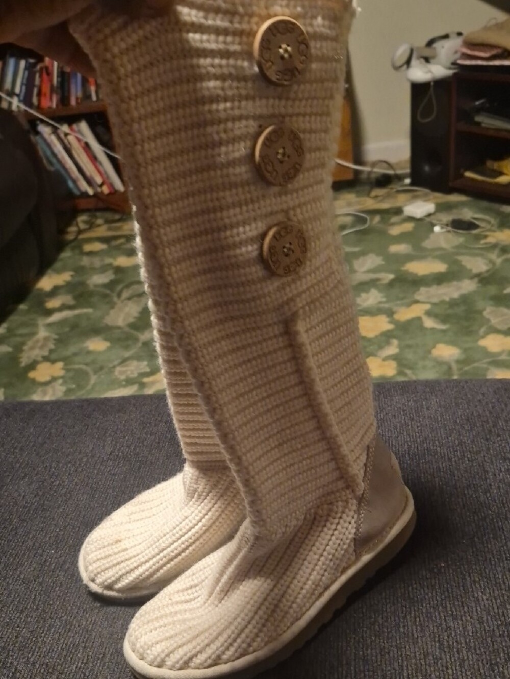 UGG Cream Knit Button Tall Women's Boots - Picture 5 of 8